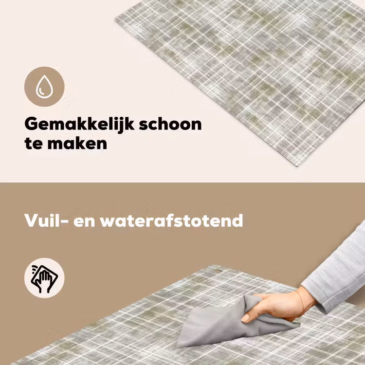 Linnen - Patroon - Groen Inductie beschemer met haakjes klein 777 -ky-schoon-nl