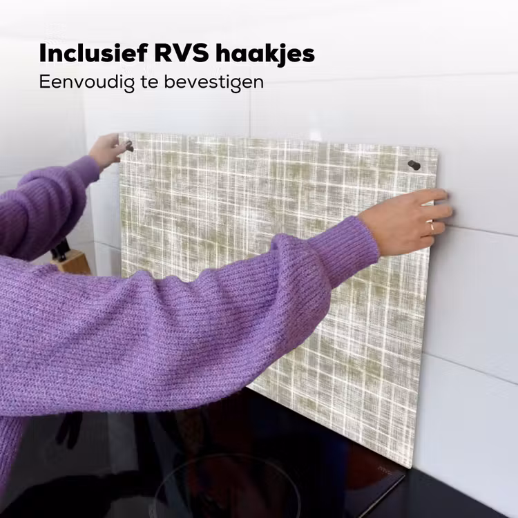 Linnen - Patroon - Groen Inductie beschemer met haakjes klein 777 -ky-ophangen-nl
