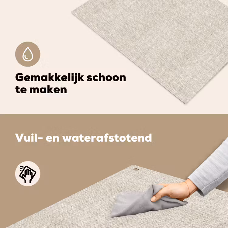 Linnen - Textuur - Beige Inductie beschemer met haakjes klein 777 -ky-schoon-nl