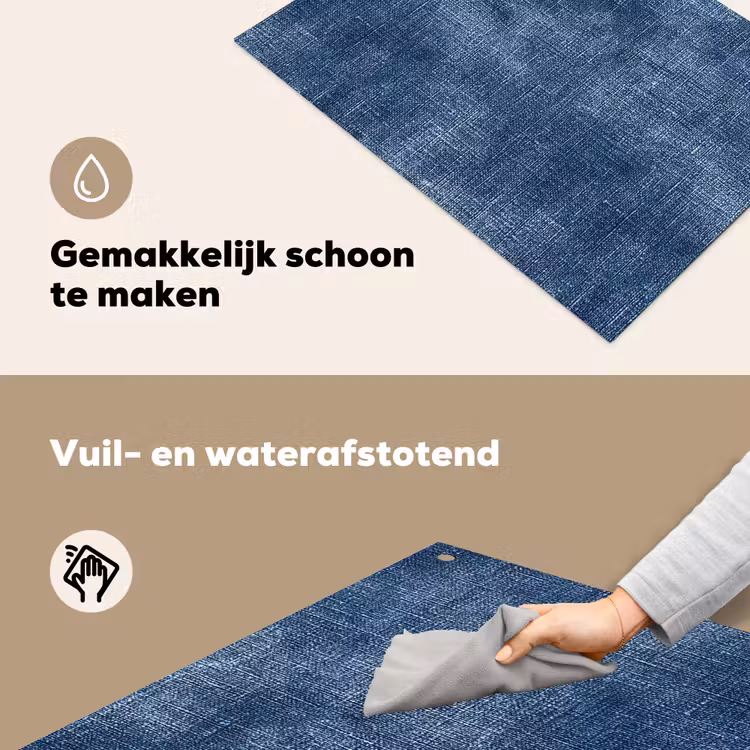 Linnen - Textuur - Patroon - Denim - Rustiek Inductie beschemer met haakjes klein 777 -ky-schoon-nl