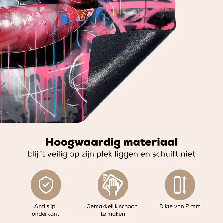 Lippen - Felroze - Graffiti - Verfstrepen Inductie beschemer met haakjes klein -ky-onderkant-nl