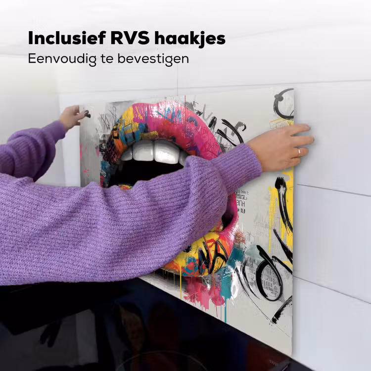 Lippen - Graffiti - Expressief Inductie beschemer met haakjes middel -ky-ophangen-nl