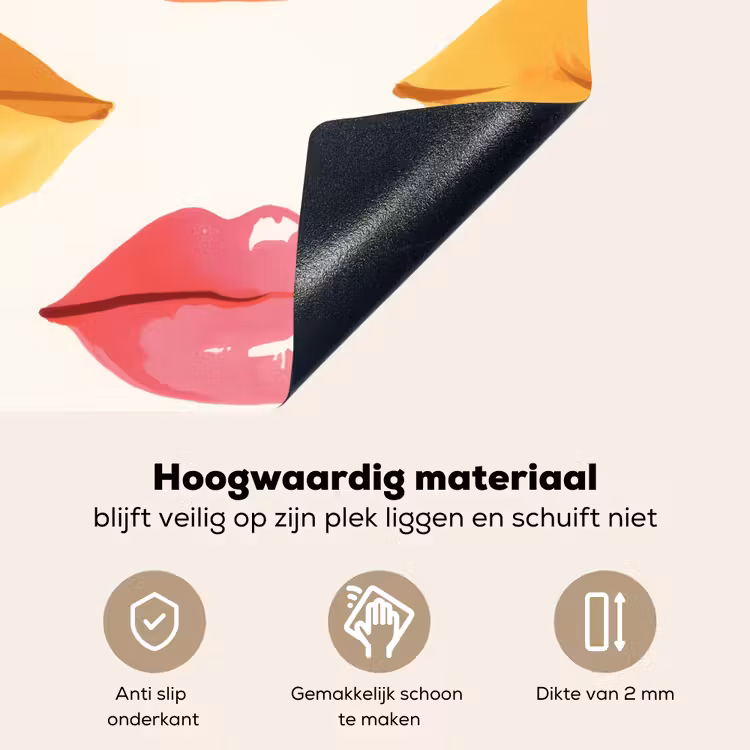 Lippen - Kleurrijk - Glanzend Inductie beschemer met haakjes klein -ky-onderkant-nl