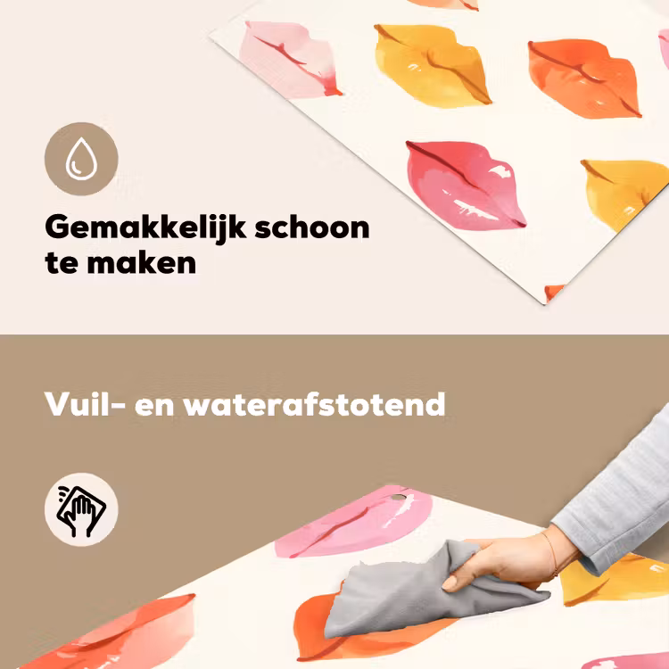 Lippen - Kleurrijk - Glanzend Inductie beschemer met haakjes klein -ky-schoon-nl