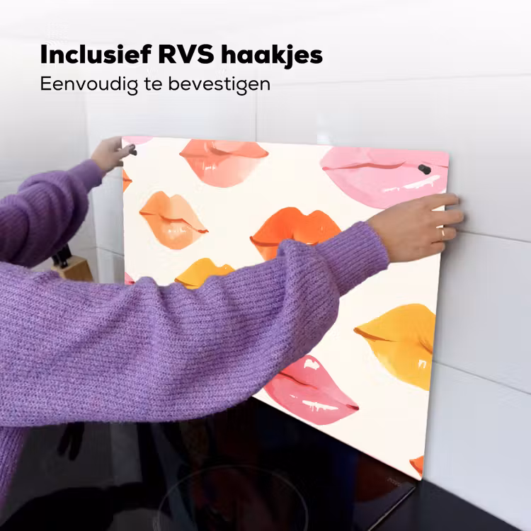 Lippen - Kleurrijk - Glanzend Inductie beschemer met haakjes klein -ky-ophangen-nl