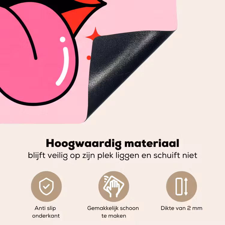 Lippen - Tong - Pop-art - Kleurrijk - Roze Inductie beschemer met haakjes klein -ky-onderkant-nl