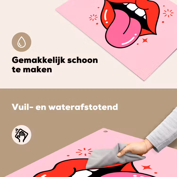 Lippen - Tong - Pop-art - Kleurrijk - Roze Inductie beschemer met haakjes klein -ky-schoon-nl