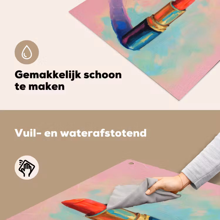 Lippenstift - Rood - Penseelstreken Inductie beschemer met haakjes middel -ky-schoon-nl