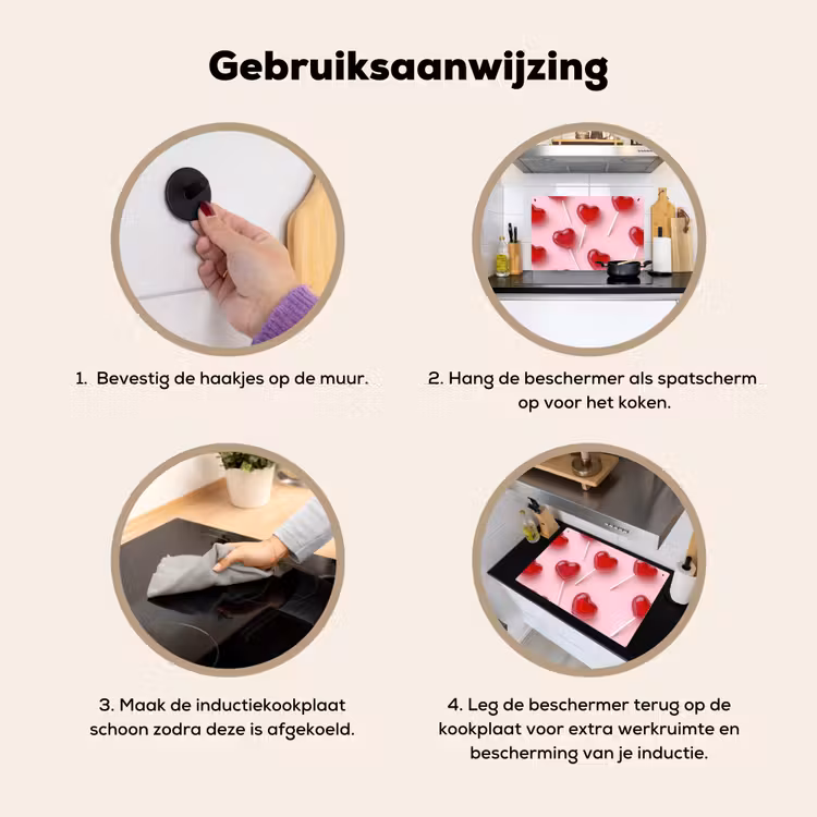 Lollies - Hartjes - Roze Inductie beschemer met haakjes klein -ky-gebruik-nl