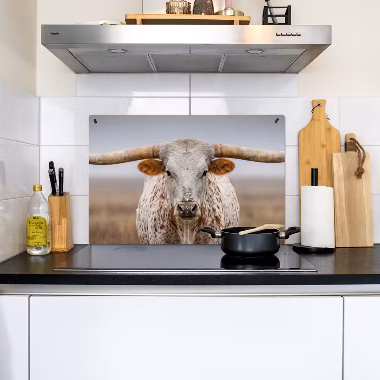 Longhorn - Grasveld - Dier Inductie beschemer met haakjes klein -sfeer2