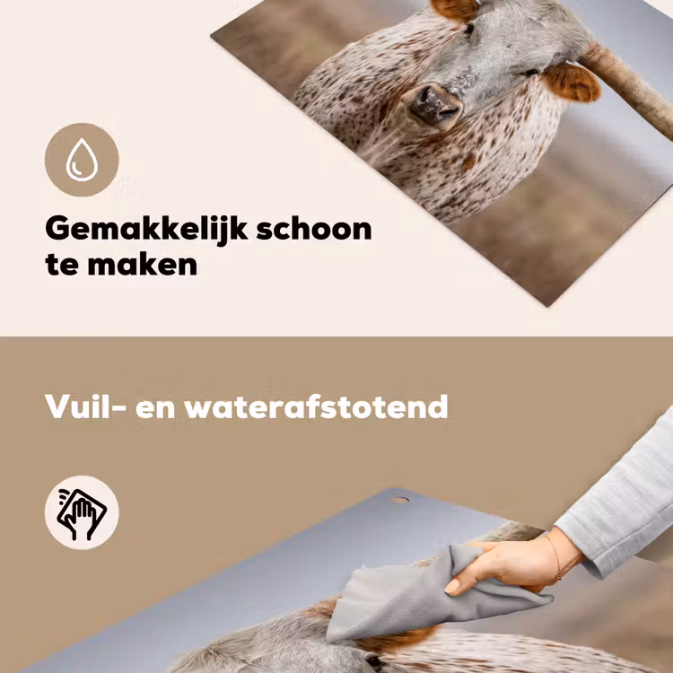 Longhorn - Grasveld - Dier Inductie beschemer met haakjes klein -ky-schoon-nl