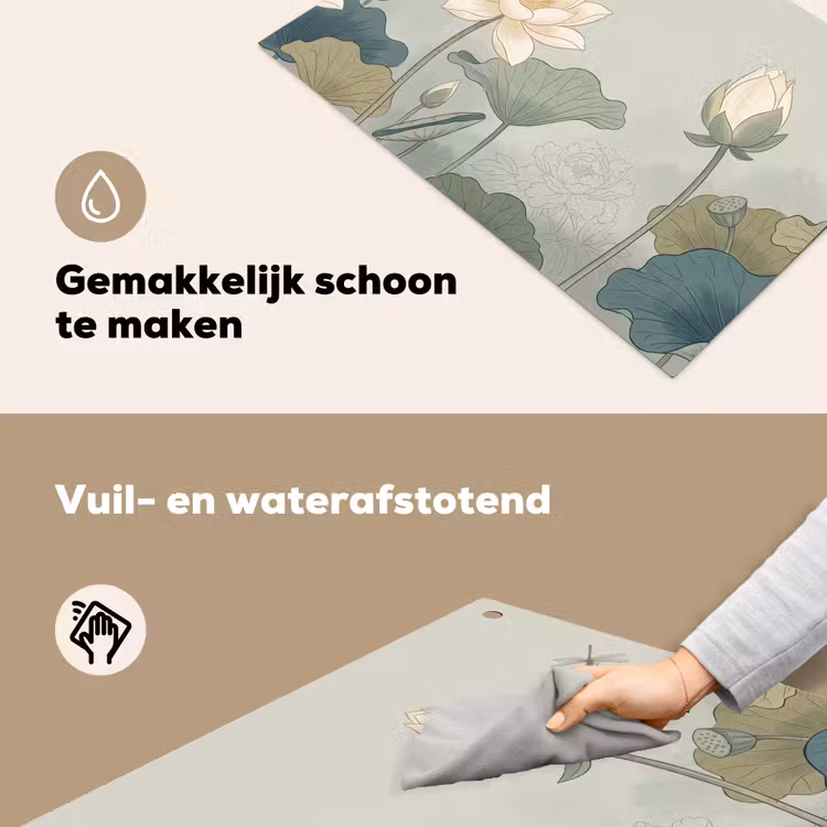 Lotus - Bloemen - Groen Inductie beschemer met haakjes klein -ky-schoon-nl