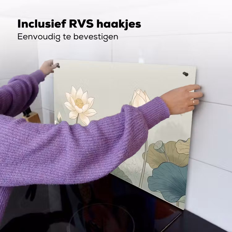 Lotus - Bloemen - Groen Inductie beschemer met haakjes klein -ky-ophangen-nl