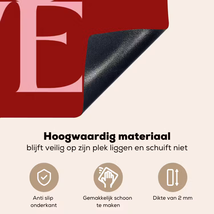 Love - Rood - Hatjes Inductie beschemer met haakjes klein -ky-onderkant-nl