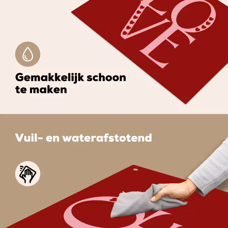 Love - Rood - Hatjes Inductie beschemer met haakjes klein -ky-schoon-nl