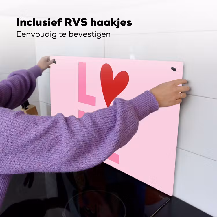 Love - Roze - Hart - Valentijn Inductie beschemer met haakjes klein -ky-ophangen-nl