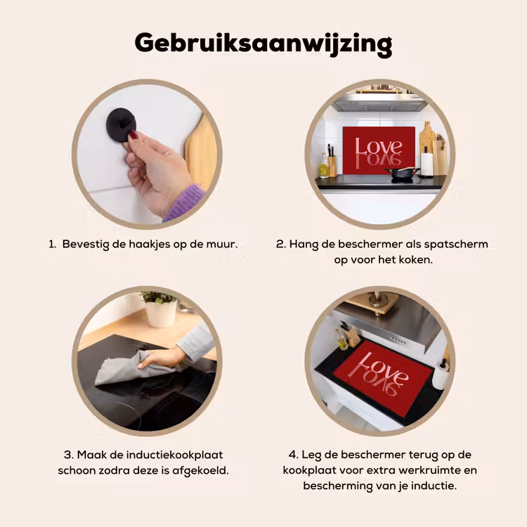Love - Spiegeling - Rood Inductie beschemer met haakjes klein -ky-gebruik-nl