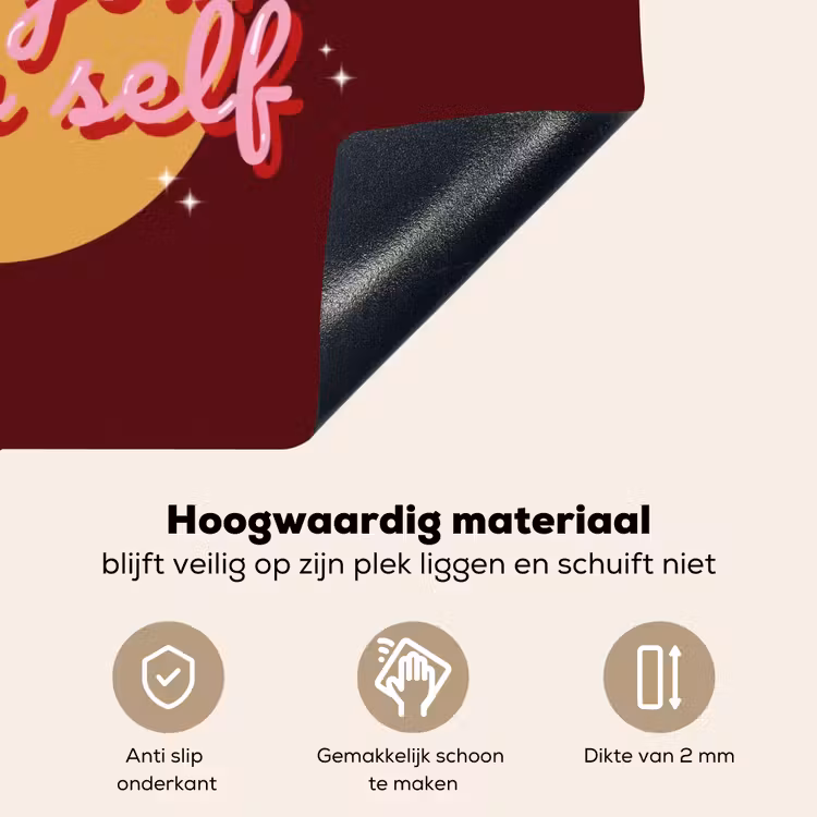 love your damn self - Cirkel - Glitter - Rood Inductie beschemer met haakjes klein -ky-onderkant-nl