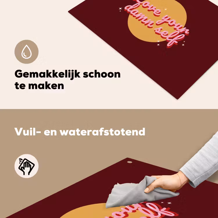 love your damn self - Cirkel - Glitter - Rood Inductie beschemer met haakjes klein -ky-schoon-nl