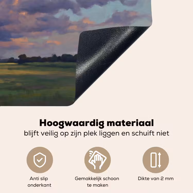 Lucht - Wolken - Landschap - Modern - Oranje Inductie beschemer met haakjes klein -ky-onderkant-nl