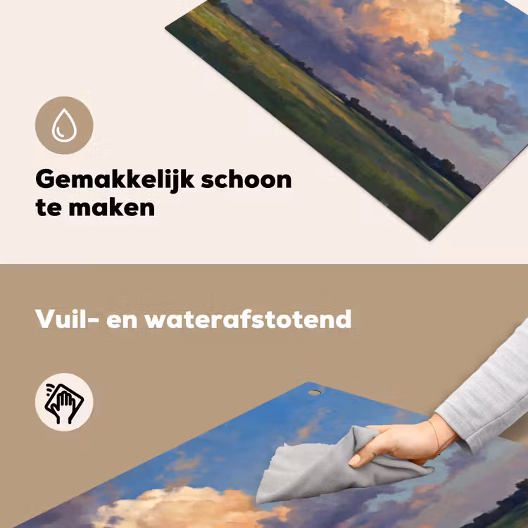 Lucht - Wolken - Landschap - Modern - Oranje Inductie beschemer met haakjes klein -ky-schoon-nl