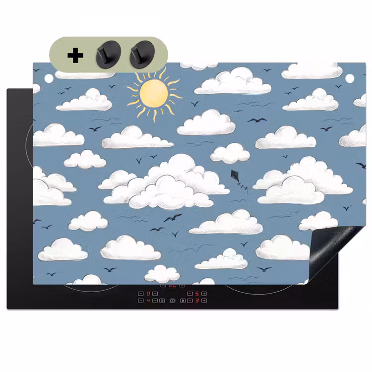 Lucht - Zon - Wolken - Natuur - Blauw Inductie beschemer met haakjes klein -3d