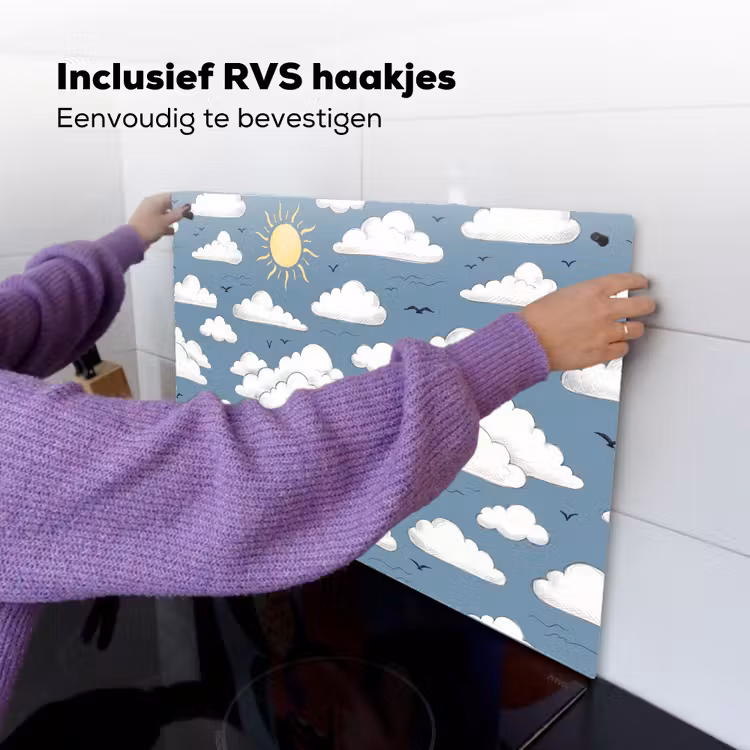 Lucht - Zon - Wolken - Natuur - Blauw Inductie beschemer met haakjes klein -ky-ophangen-nl