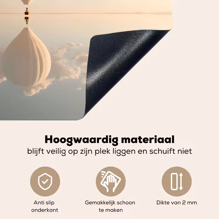 Luchtballon - Wolken - Water - Blauw Inductie beschemer met haakjes middel -ky-onderkant-nl