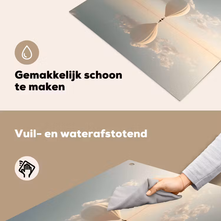Luchtballon - Wolken - Water - Blauw Inductie beschemer met haakjes middel -ky-schoon-nl