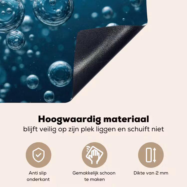 Luchtbellen - Dynamisch - Blauw Inductie beschemer met haakjes klein -ky-onderkant-nl