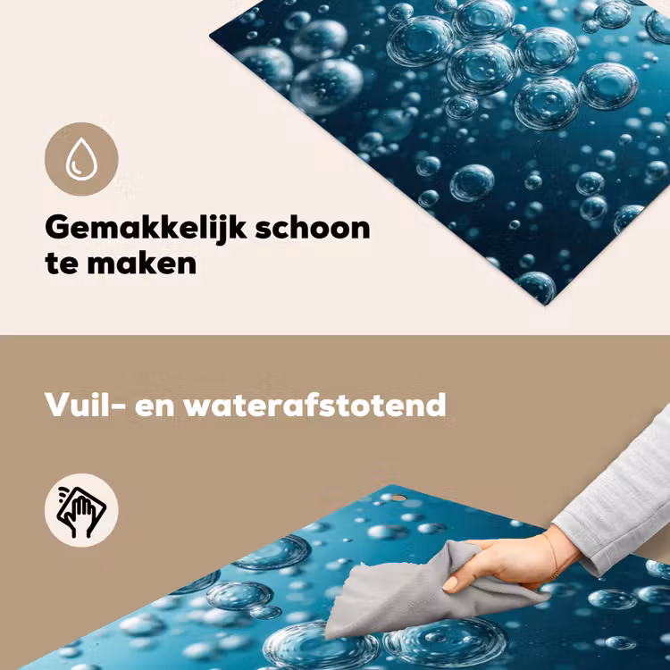 Luchtbellen - Dynamisch - Blauw Inductie beschemer met haakjes klein -ky-schoon-nl