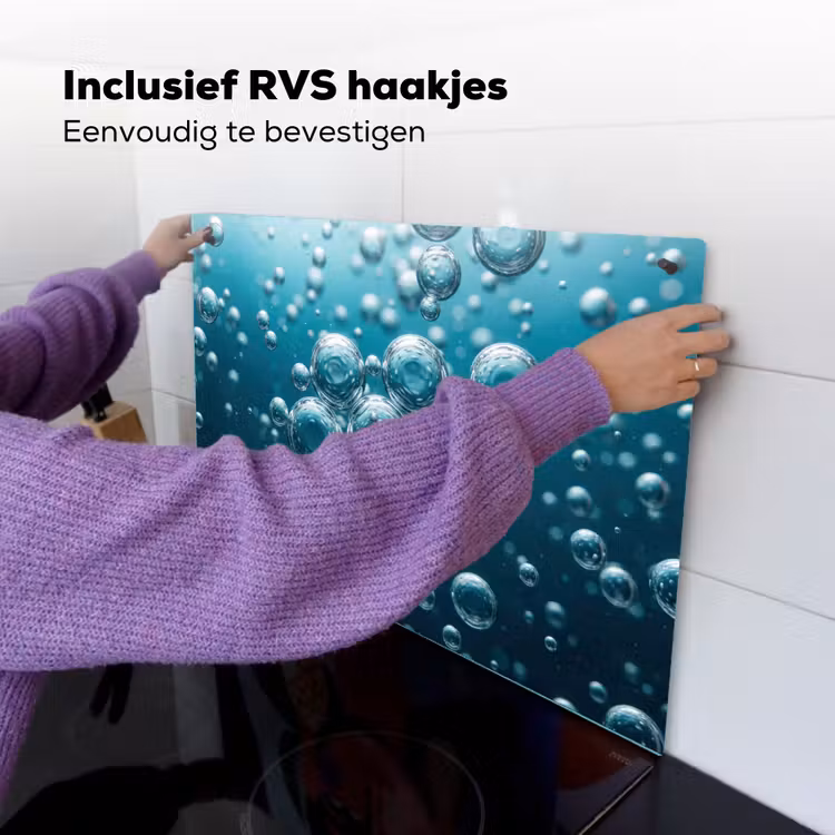 Luchtbellen - Dynamisch - Blauw Inductie beschemer met haakjes klein -ky-ophangen-nl