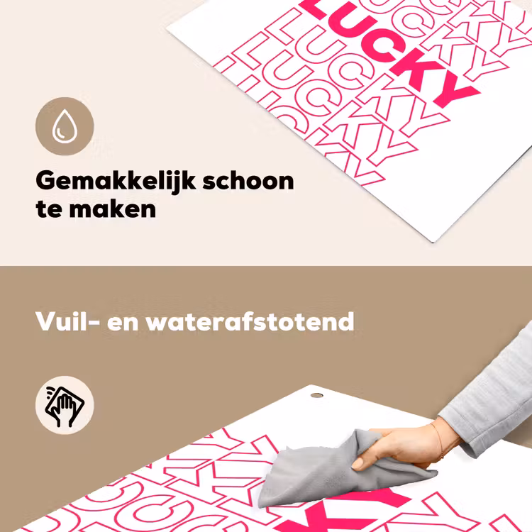 Lucky - Roze - Patroon Inductie beschemer met haakjes klein -ky-schoon-nl