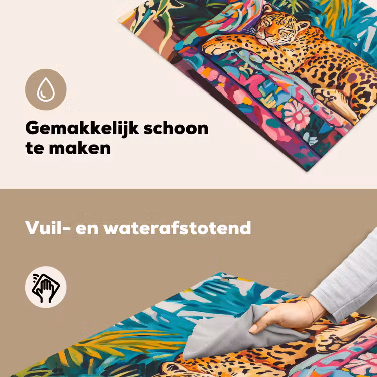 Luipaard - Kleurrijk - Tropisch Inductie beschemer met haakjes klein -ky-schoon-nl
