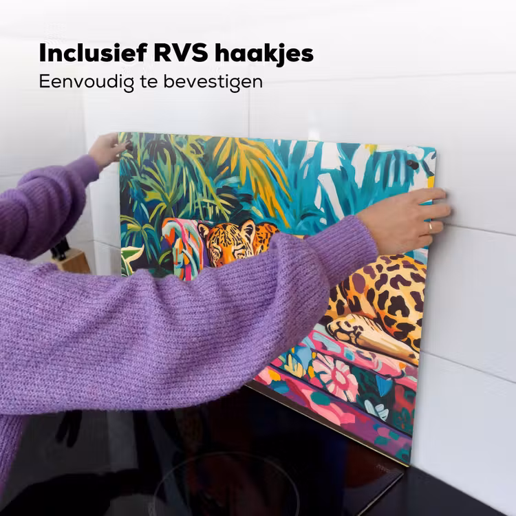 Luipaard - Kleurrijk - Tropisch Inductie beschemer met haakjes klein -ky-ophangen-nl