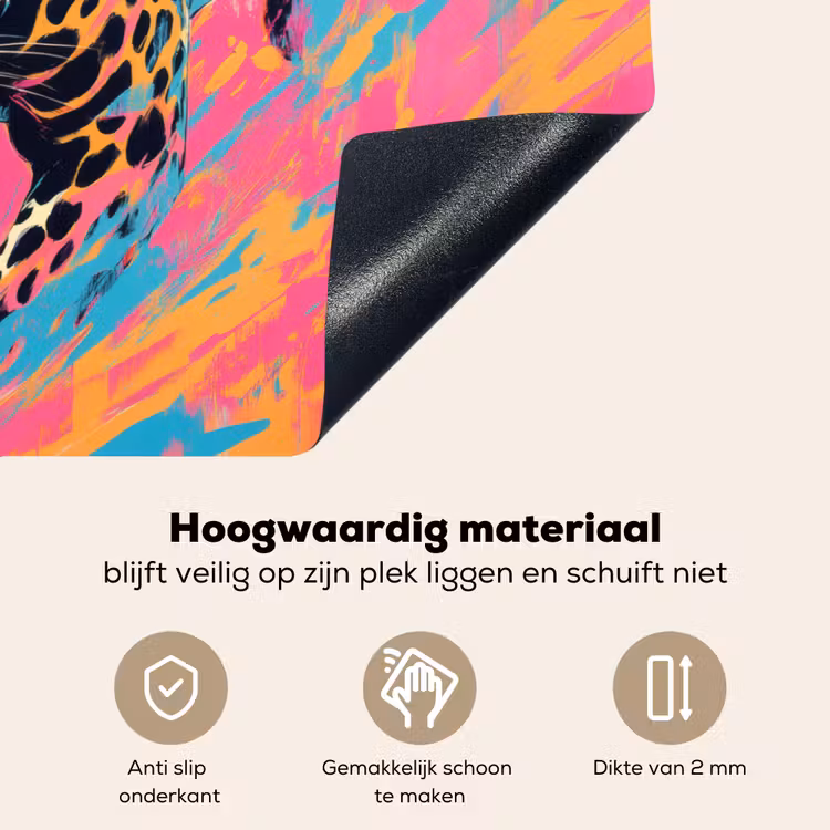 Luipaard - Roze - Oranje - Blauw - Verf Inductie beschemer met haakjes klein -ky-onderkant-nl