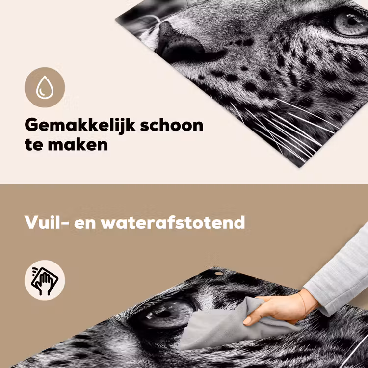Luipaard - Zwart - Wit - Oog Inductie beschemer met haakjes klein -ky-schoon-nl
