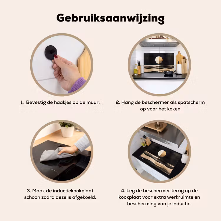 Maan - Cirkel - Goud Inductie beschemer met haakjes klein -ky-gebruik-nl