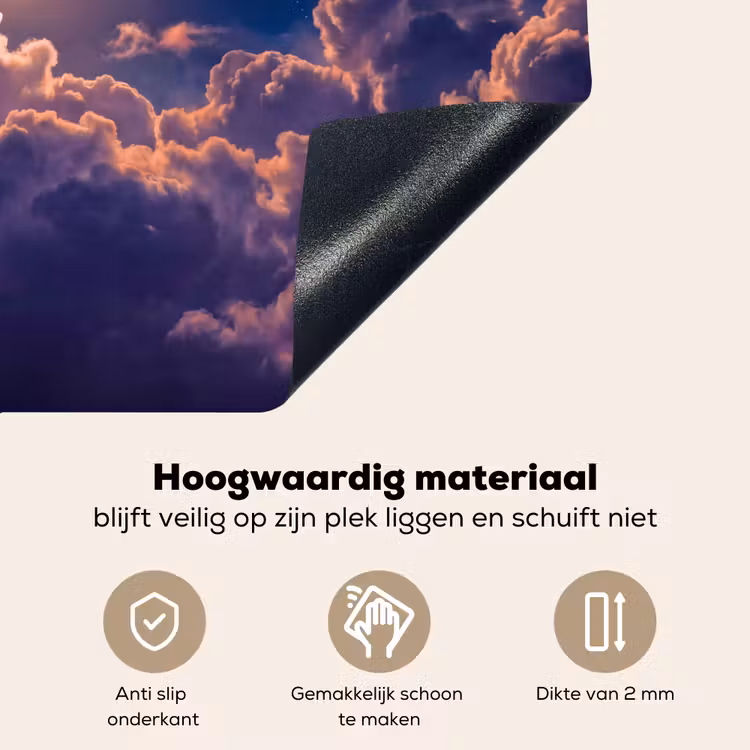 Maan - Wolken - Nacht - Oranje Inductie beschemer met haakjes klein -ky-onderkant-nl