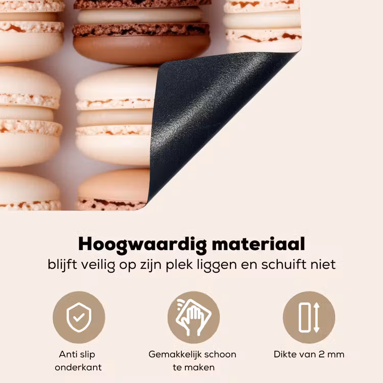 Macarons - Beige - Bruin Inductie beschemer met haakjes klein -ky-onderkant-nl