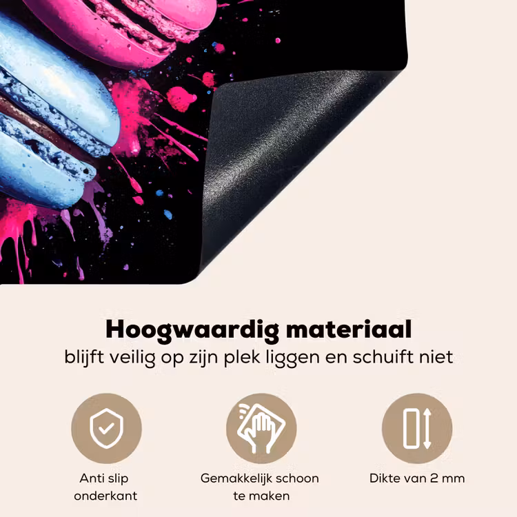 Macarons - Dessert - Graffiti - Kleurrijk - Roze - Blauw - Geel Inductie beschemer met haakjes klein -ky-onderkant-nl