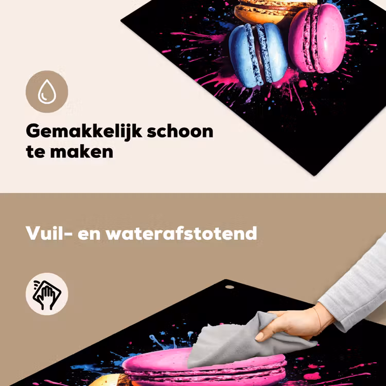 Macarons - Dessert - Graffiti - Kleurrijk - Roze - Blauw - Geel Inductie beschemer met haakjes klein -ky-schoon-nl