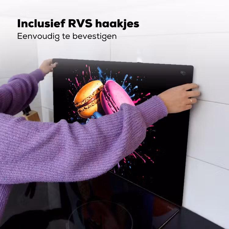 Macarons - Dessert - Graffiti - Kleurrijk - Roze - Blauw - Geel Inductie beschemer met haakjes klein -ky-ophangen-nl