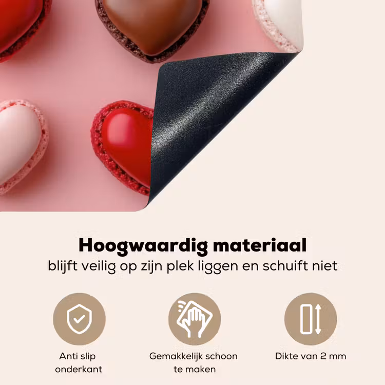 Macarons - Hartjes - Kleurrijk - Roze Inductie beschemer met haakjes klein -ky-onderkant-nl