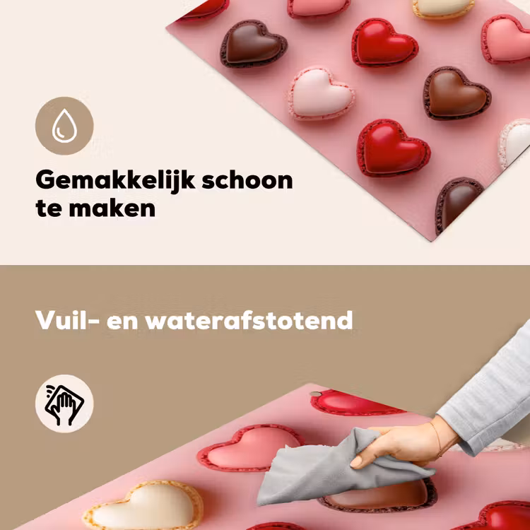 Macarons - Hartjes - Kleurrijk - Roze Inductie beschemer met haakjes klein -ky-schoon-nl