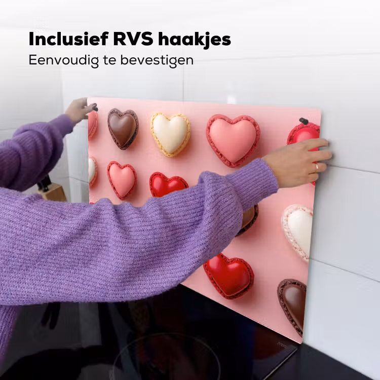 Macarons - Hartjes - Kleurrijk - Roze Inductie beschemer met haakjes klein -ky-ophangen-nl
