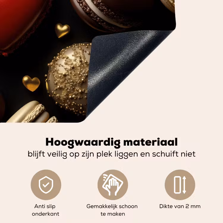 Macarons - Rood - Hart Inductie beschemer met haakjes klein -ky-onderkant-nl