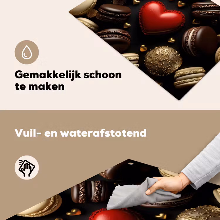 Macarons - Rood - Hart Inductie beschemer met haakjes klein -ky-schoon-nl