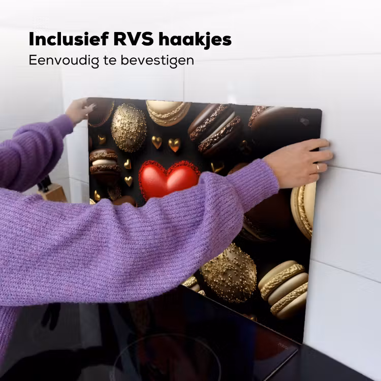 Macarons - Rood - Hart Inductie beschemer met haakjes klein -ky-ophangen-nl