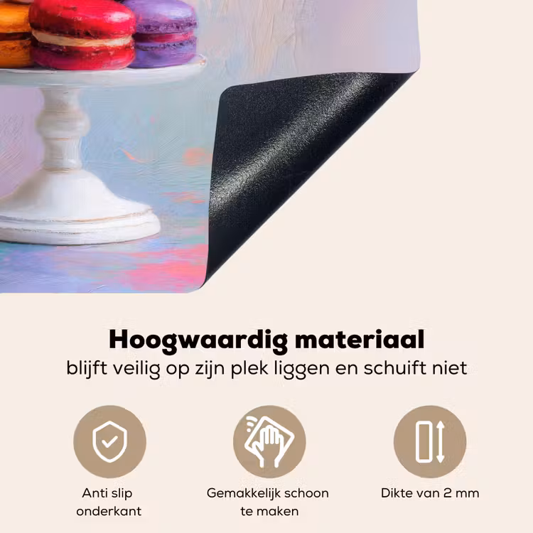 Macarons - Schaal - Pastel - Kleurrijk Inductie beschemer met haakjes middel -ky-onderkant-nl